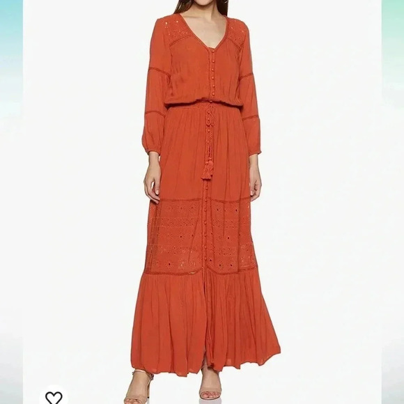 American Eagle Outfitters Dresses & Skirts - American Eagle Outfitters Orange Tiered Ruffled Maxi Dress